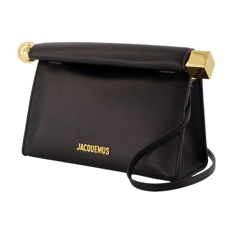 Jacquemus Le Sac Rond Carré Shoulder Bag — Black Lambskin