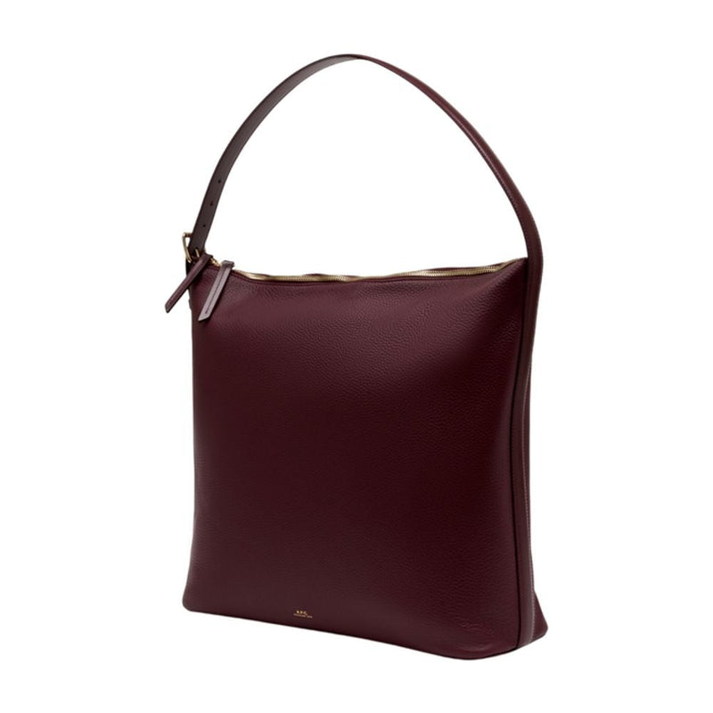 A.p.c. Vera Maxi Shoulder Bag — Burgundy Cowhide