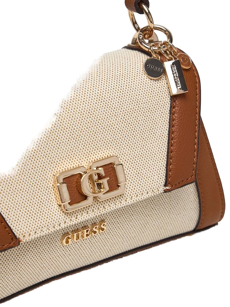 Guess Karnilla Flap Shoulder Bag — Beige Cotton