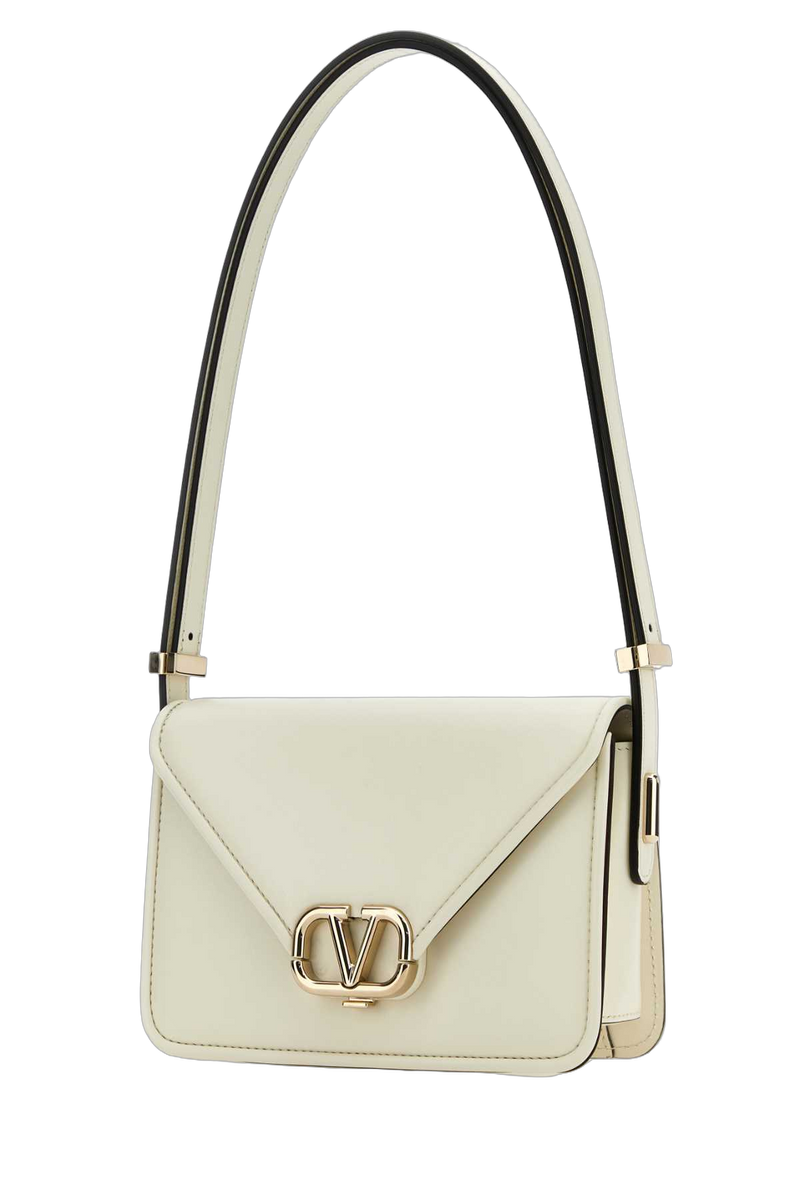 Valentino Garavani Vlogo Metal Closure Shoulder Bag — White