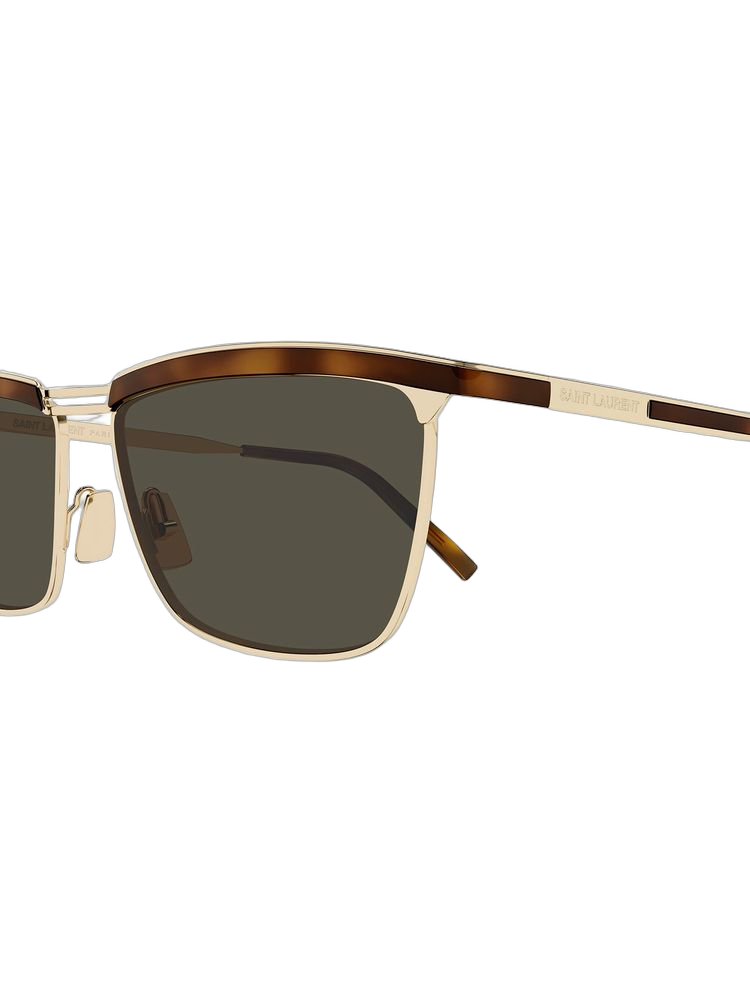 Saint Laurent Sl Metal Rectangle Frame Sunglasses — Havana
