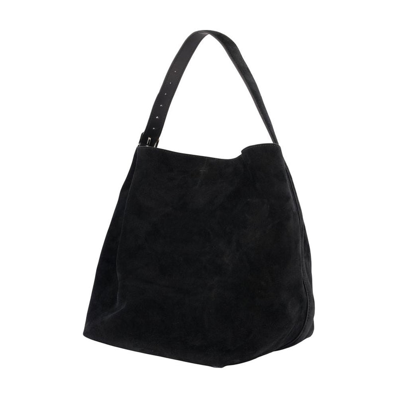 Toteme Belted Shopper Shoulder Bag — Black Calfskin