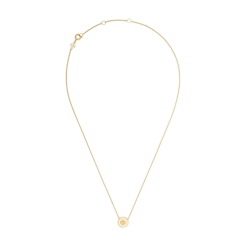 Tory Burch Icon Enamel Pendant Necklace — Gold Metal Necklaces