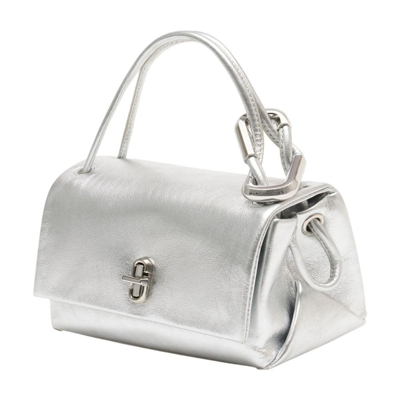 Marc Jacobs Structured Cowhide Leather Top Handle Bag — Silver