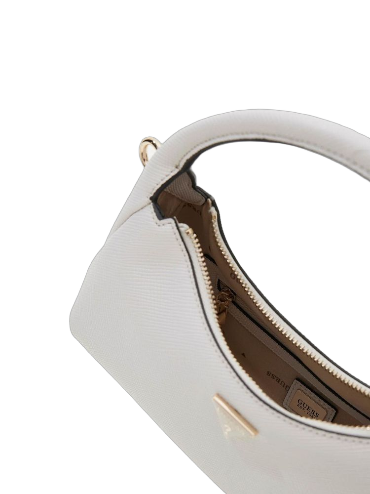 Guess Structured Crescent Silhouette Hobo Bag — White Polyurethane