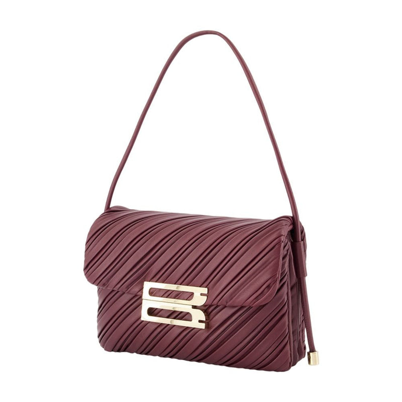 Victoria Beckham Diagonal Quilted Calfskin Shoulder Bag — Burgundy