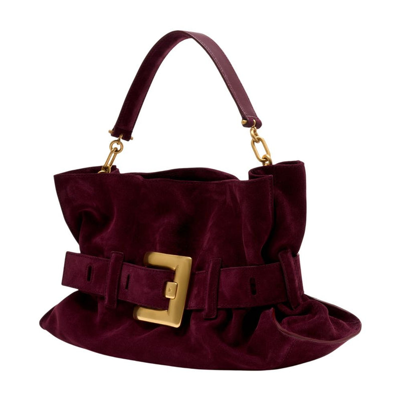 Balmain Anthem Shoulder Bag — Burgundy Calfskin