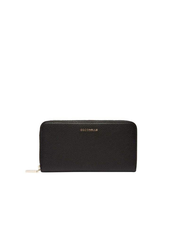 Coccinelle Grained Leather Wallet — Black Cowhide