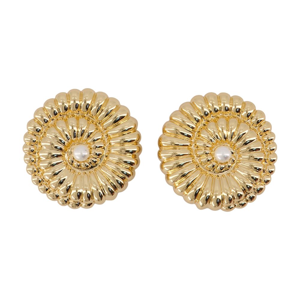 Self-Portrait Pearl Shell Earrings — Gold Metal