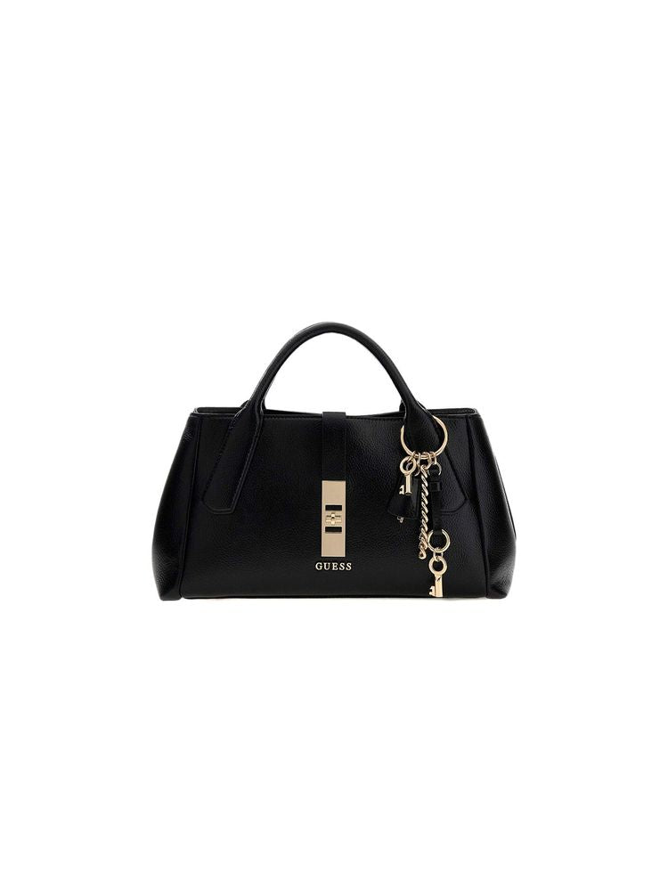 Guess Structured Polyurethane Top Handle Bag — Black