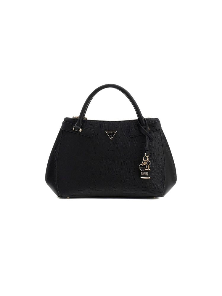 Guess Serenova Girlfriend Top Handle Bag — Black Polyurethane