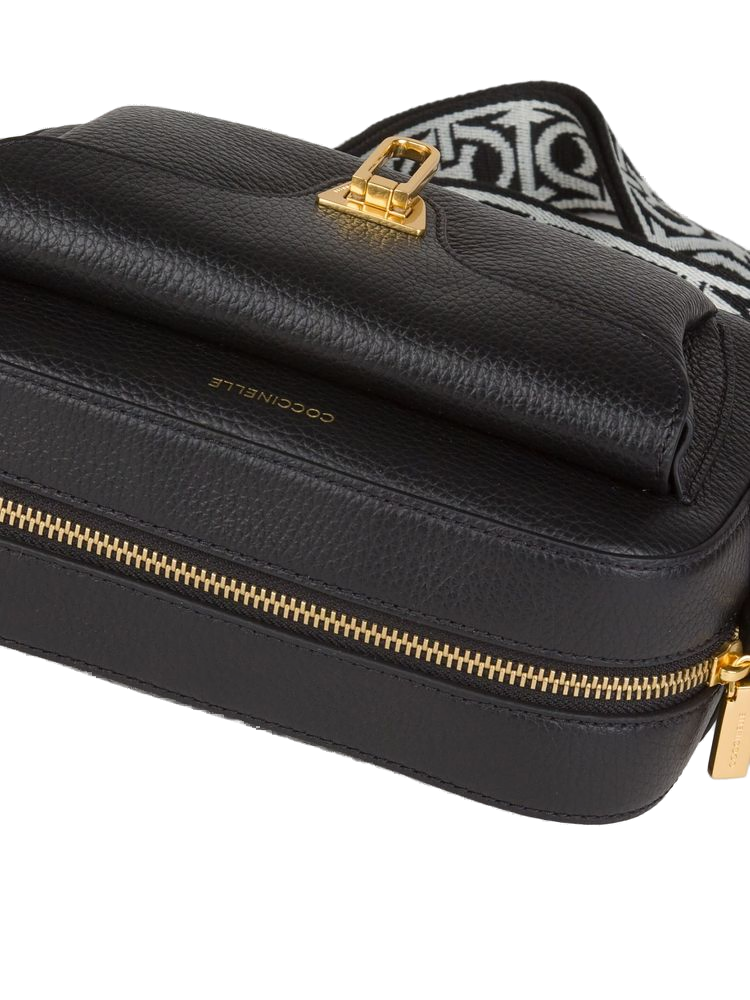 Coccinelle Beat Crossbody Bag — Black Cowhide | Ribbon: Polyester