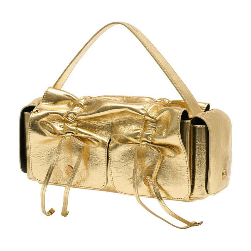 Acne Studios Ruched Metallic Calfskin Shoulder Bag — Gold