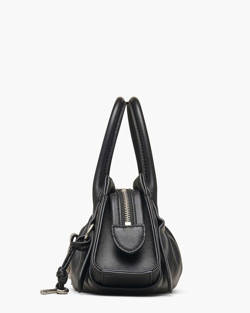 Marc Jacobs Gathered Nappa Leather Shoulder Bag — Black