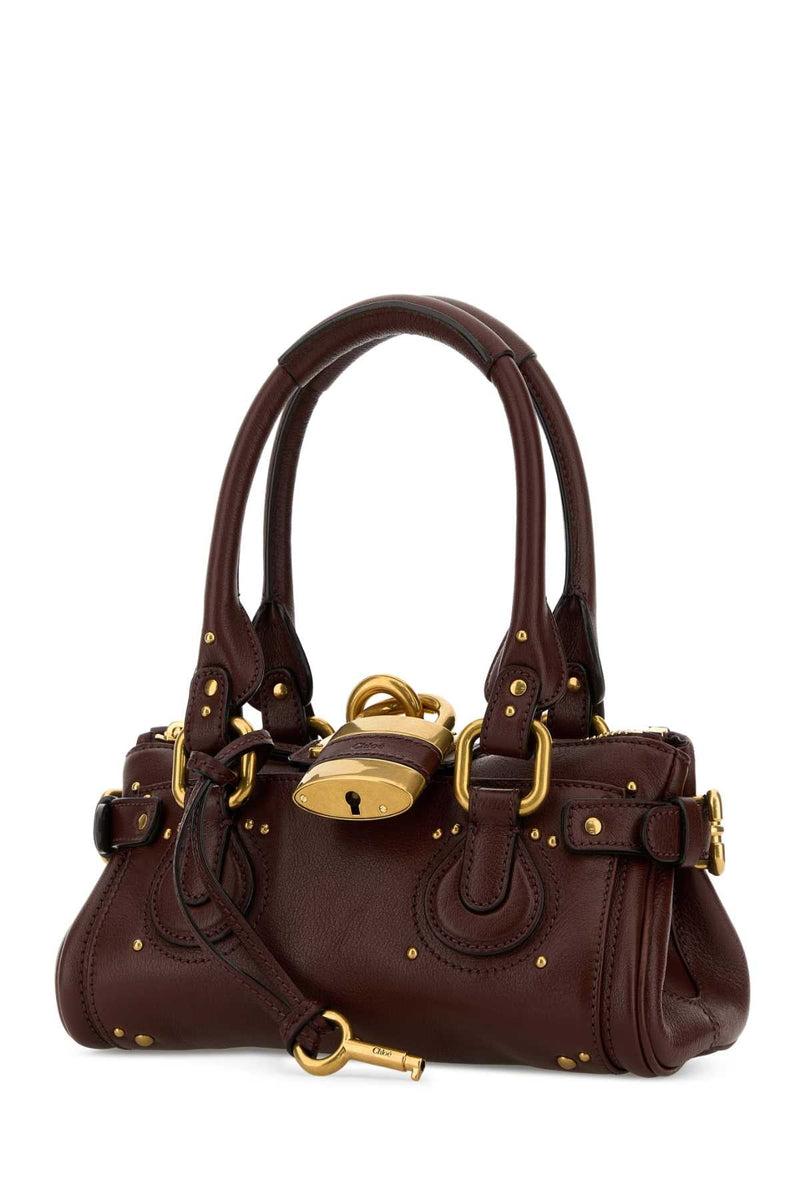 Chloé Antiqued Gold Hardware Top Handle Bag — Brown