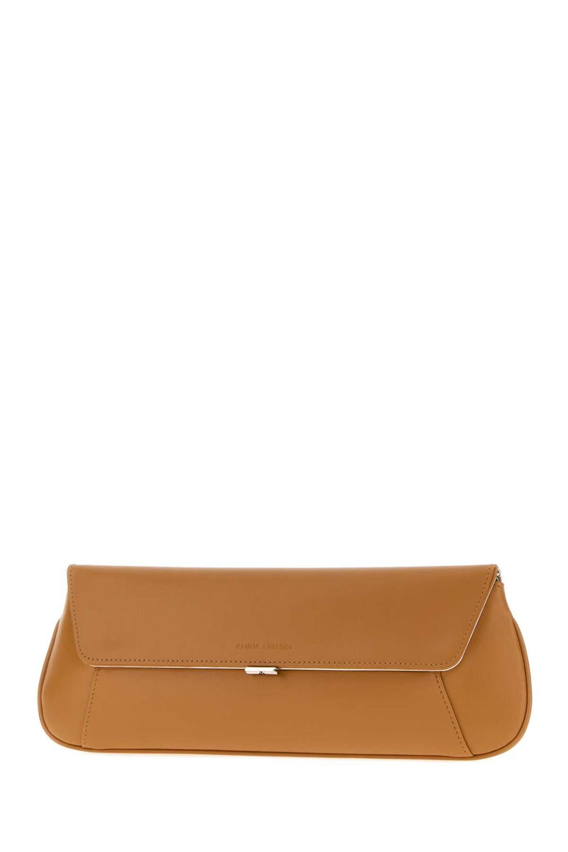 Amina Muaddi Lattesilver Clutch — Bronze