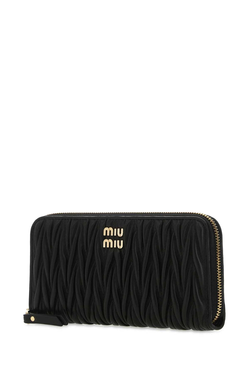 Miu Miu Matelassé Nappa Leather Wallet — Black