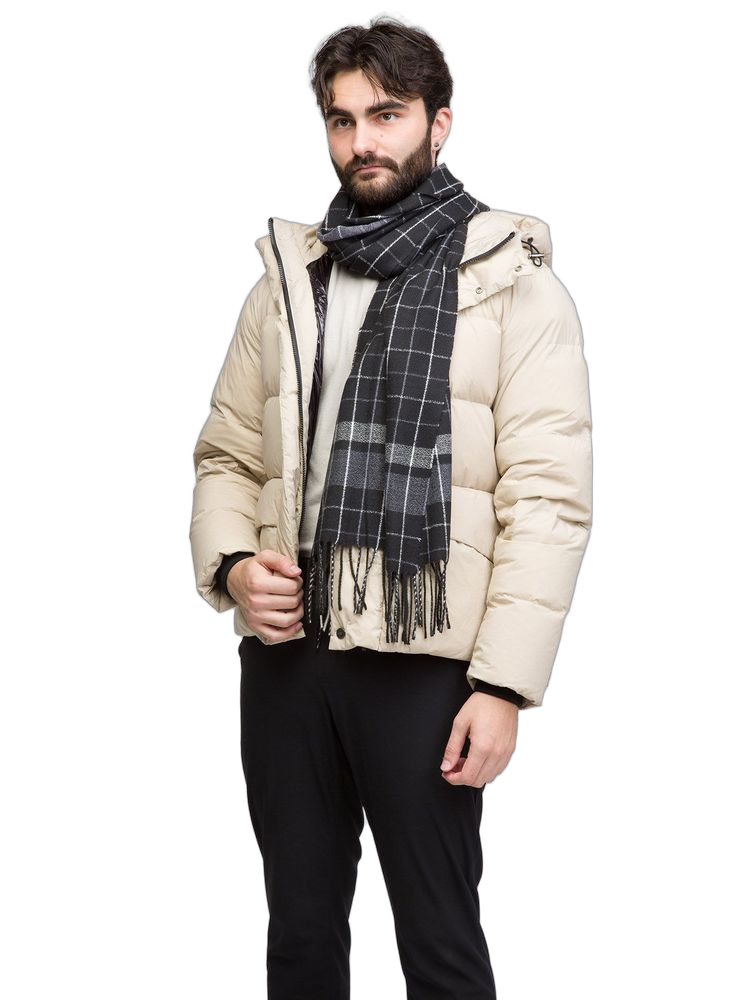 Momo Design Checked Wool-Blend Scarf — Black Acrylic Scarfs