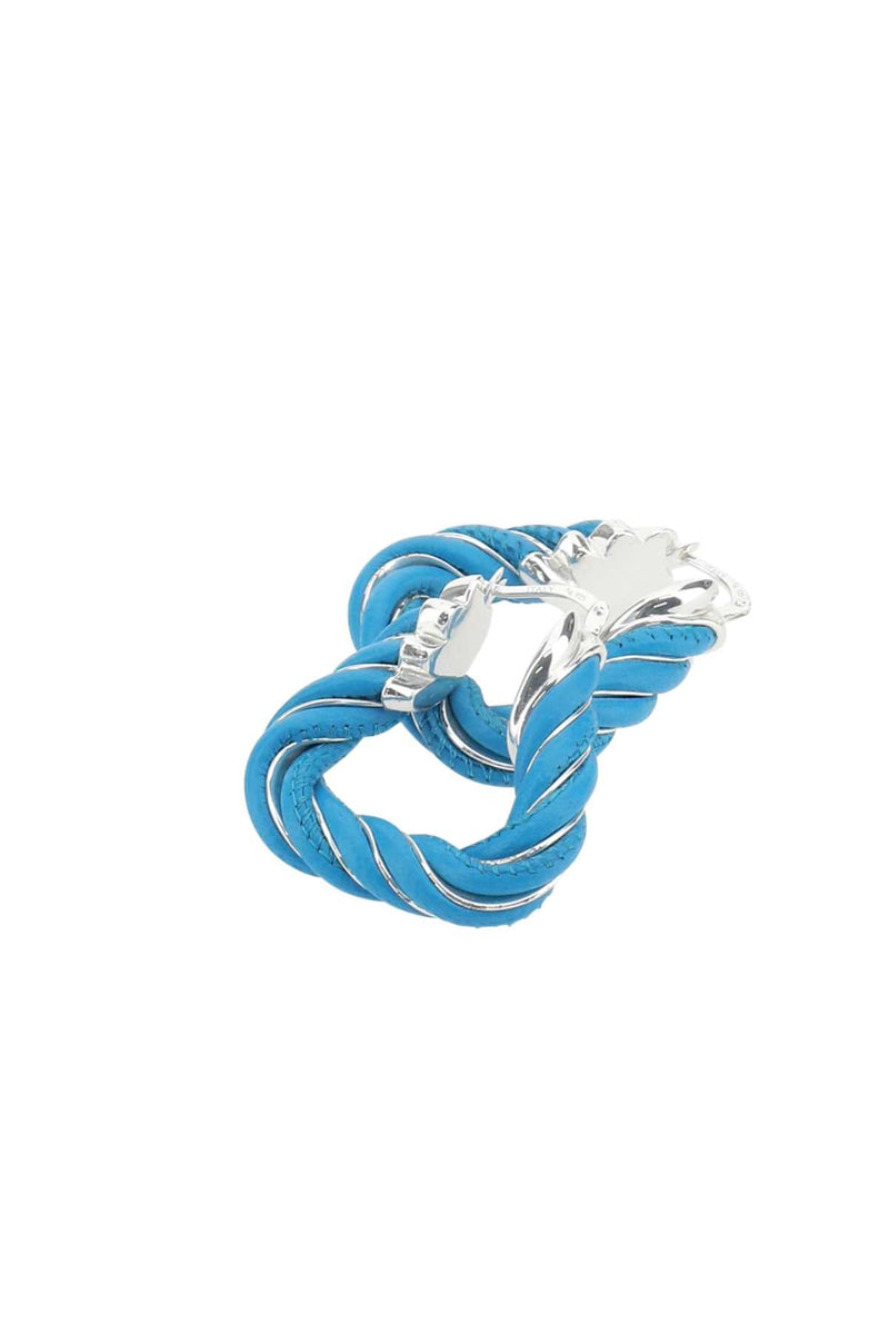 Bottega Veneta Sterling Silver Twisted Earrings — Exterior: Lamb 925