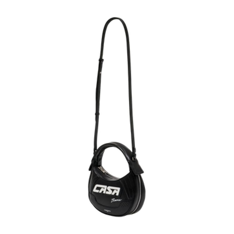 Casablanca Exotic Leather Crescent Shoulder Bag — Black Exotic_leather