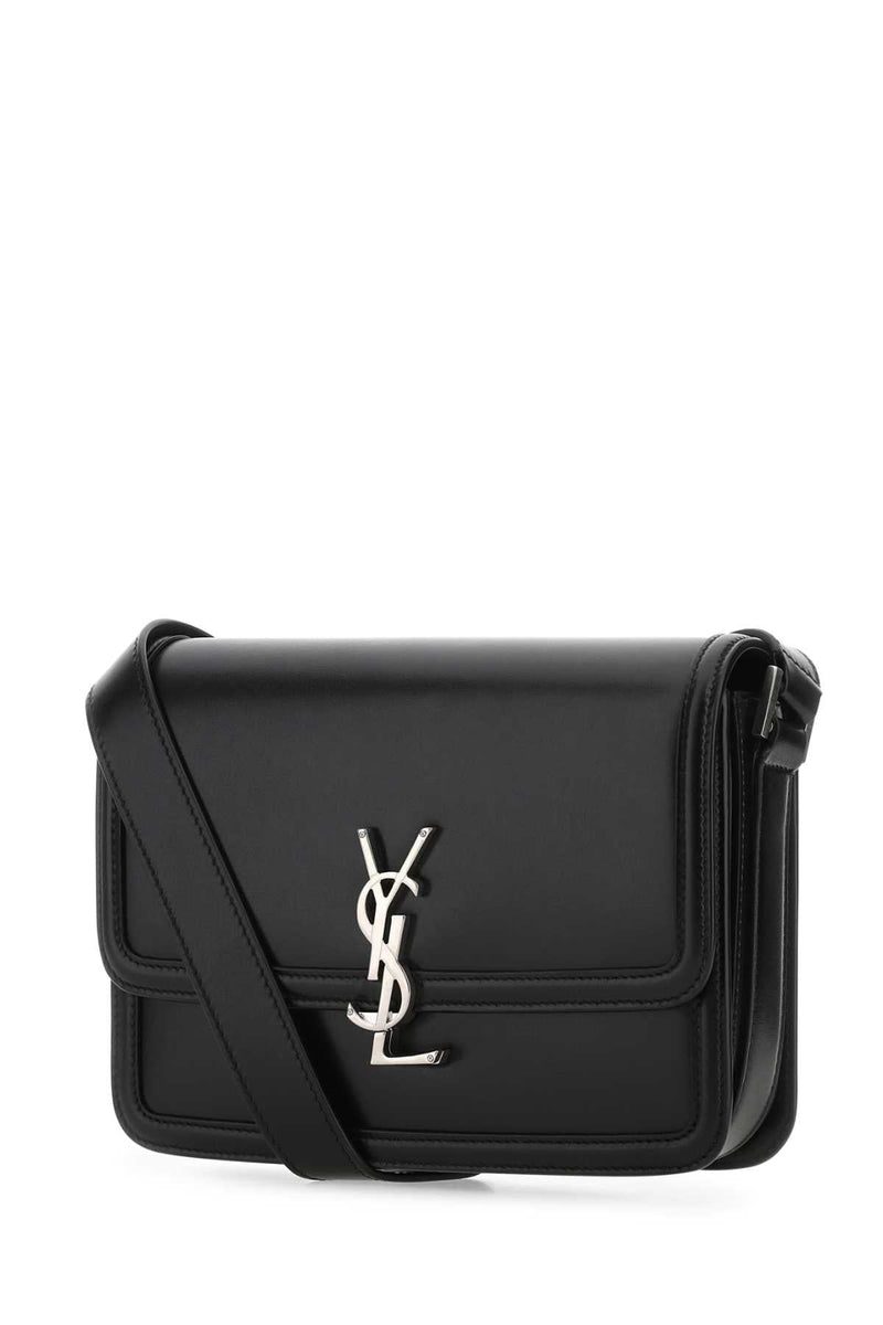 Saint Laurent Ysl Logo Leather Shoulder Bag — Black