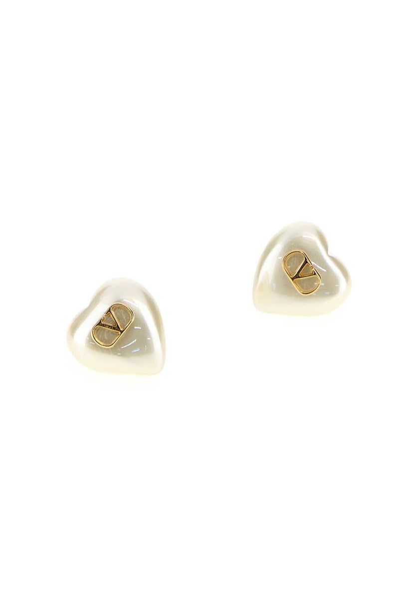 Valentino Garavani Coeur Royal Earrings — White Exterior: Metal