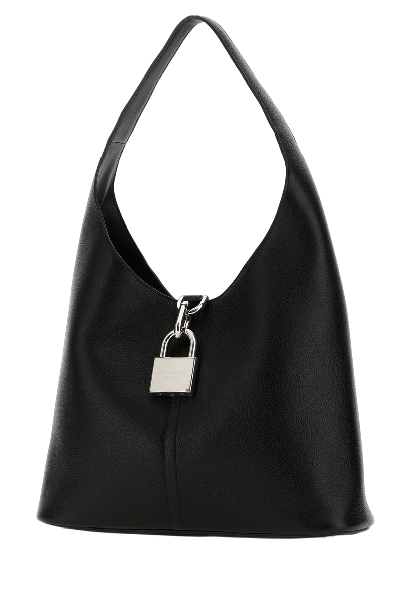Balenciaga Lock-Detail Leather Shoulder Bag — Black T Domesticated Calf Le
