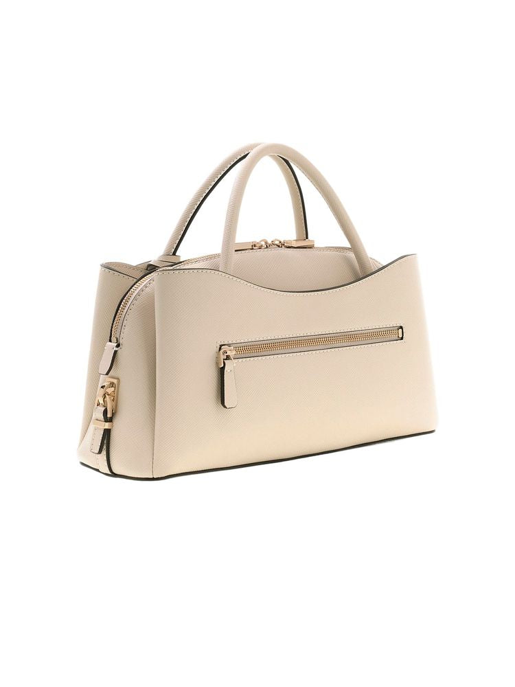 Guess Structured Satchel Shoulder Bag — Beige Polyurethane