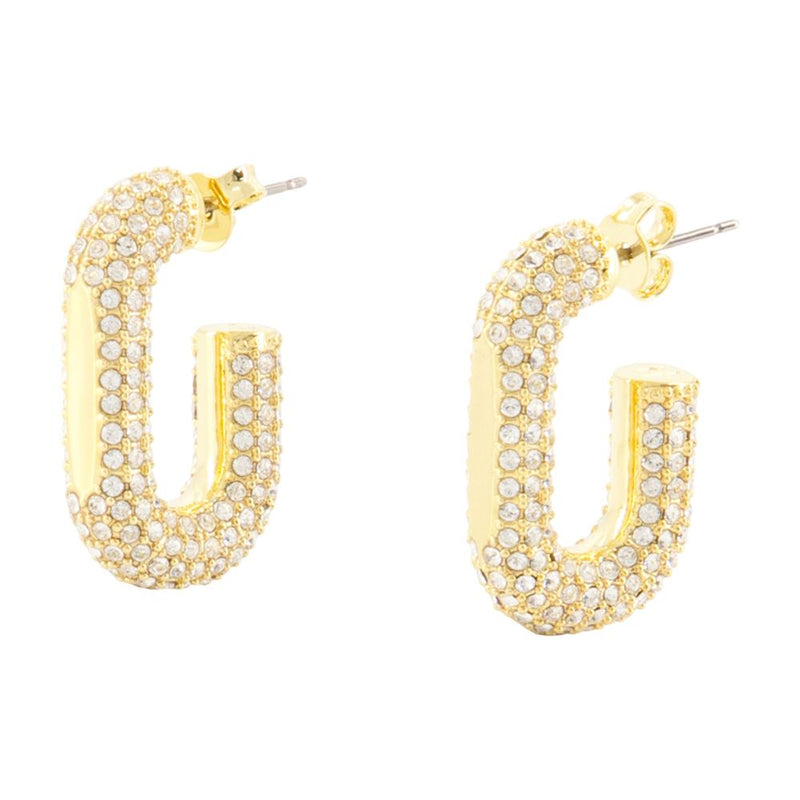 Rabanne Crystal Paved Earrings — Gold Metal
