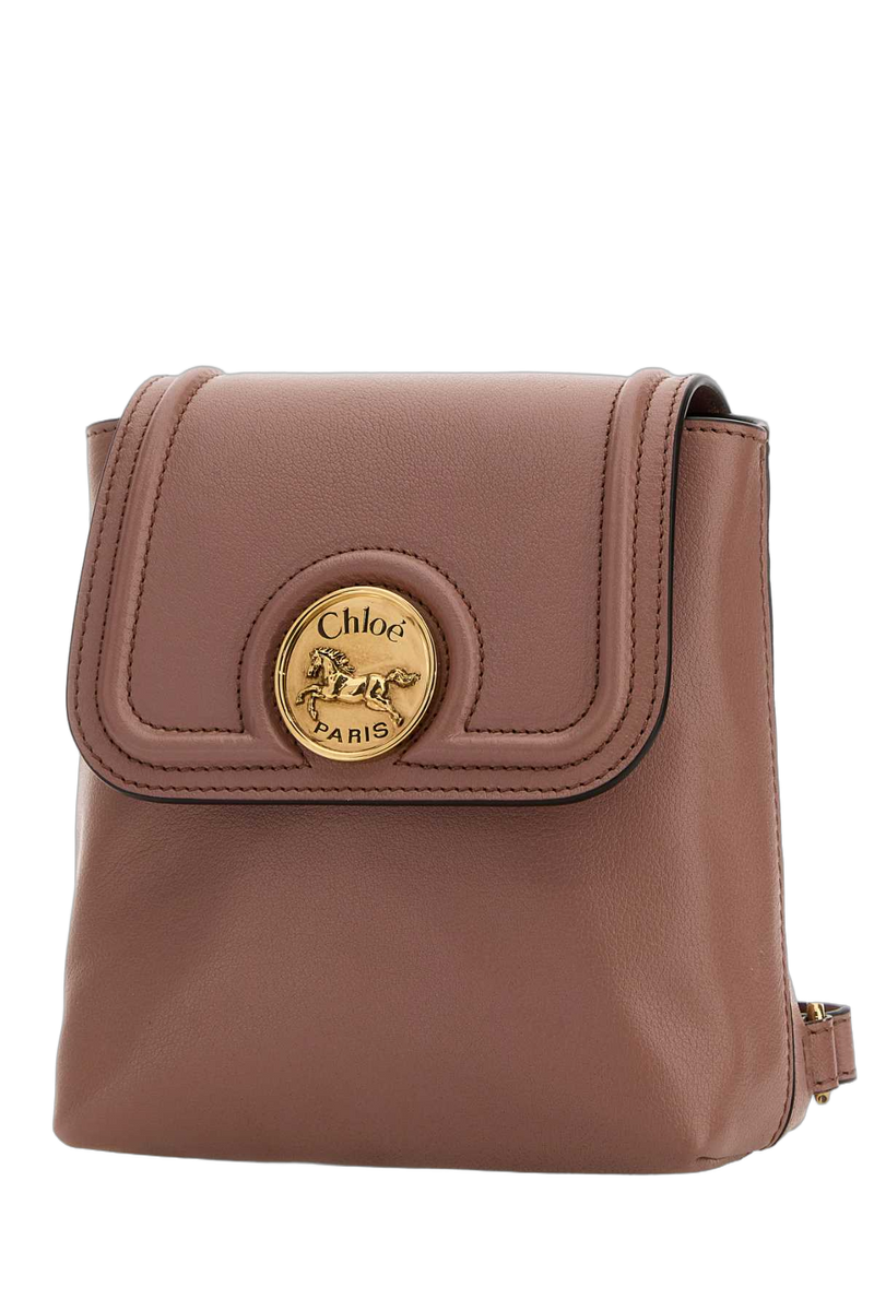 Chloé Leather Horse Medal Backpack — Brown Top Handle Bags