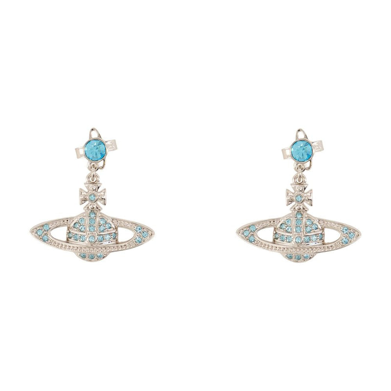 Vivienne Westwood Turquoise-Embellished Orb Drop Earrings — Silver Metal