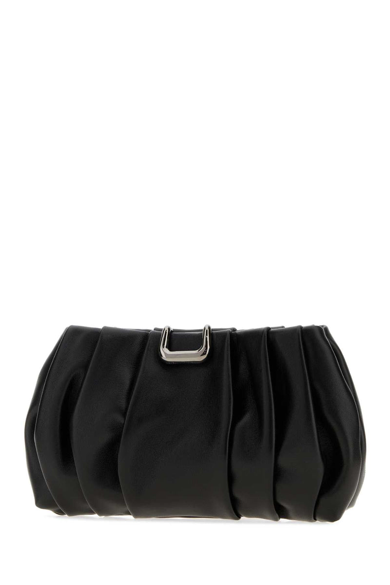 Brunello Cucinelli Pleated Leather Clutch — Black