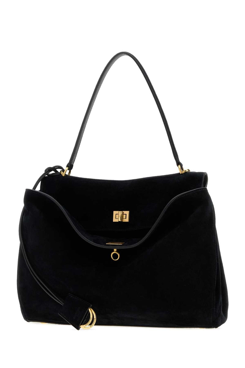 Balenciaga Velvet Shoulder Bag — Black
