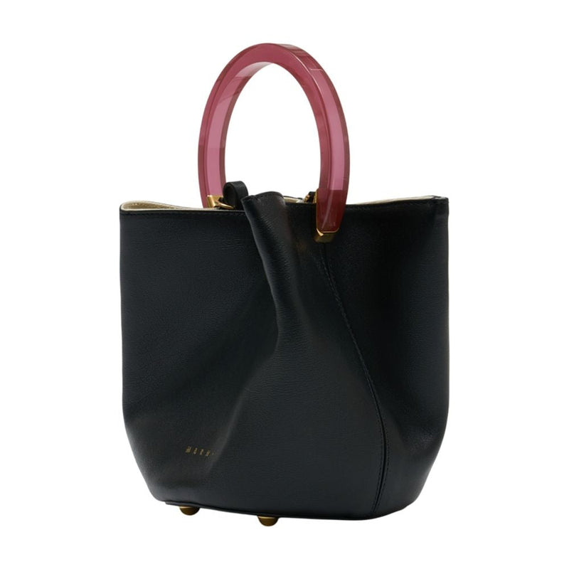 Marni Pannier Shoulder Bag — Black Goatskin