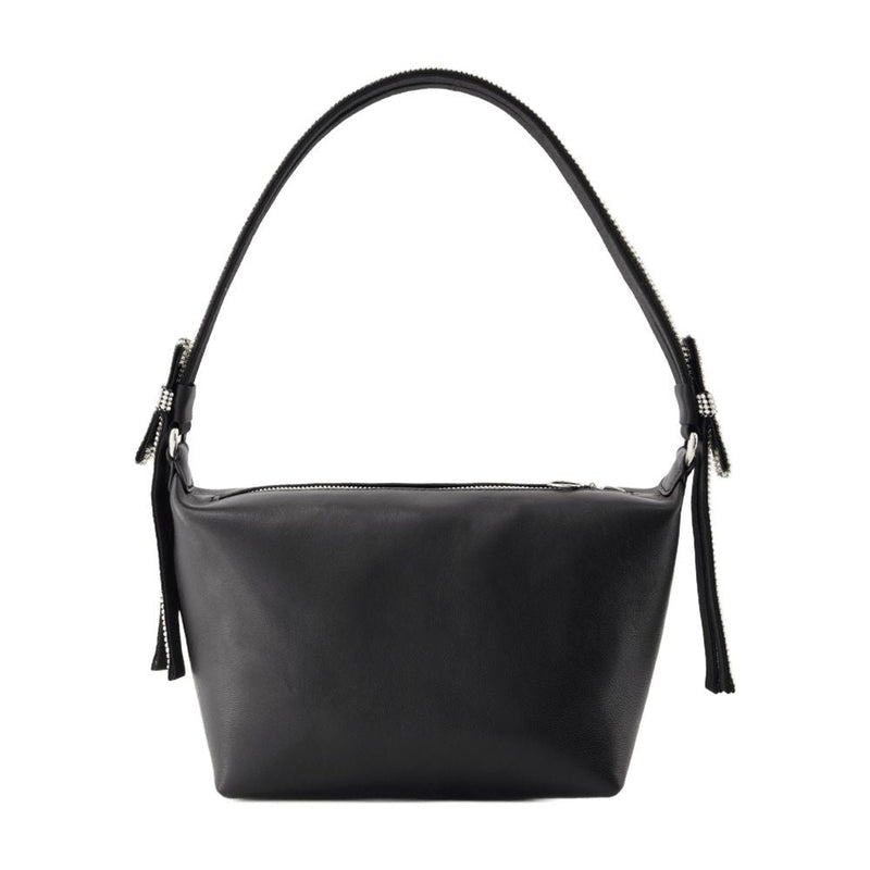 Kara Double Bow Shoulder Bag — Black Calfskin
