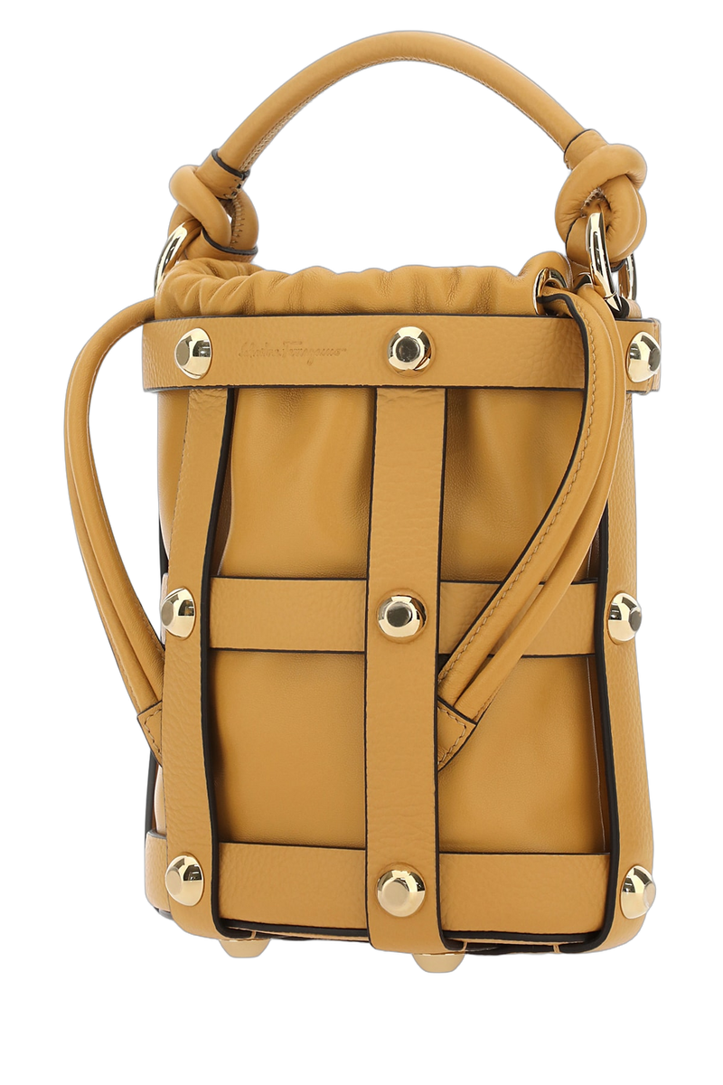 Ferragamo Languor Bucket Bag — Beige Leather