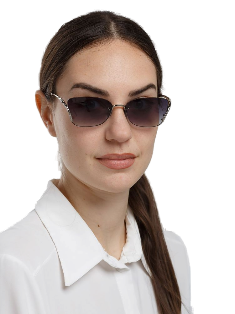 Ana Hickmann Ah3359 Metal Rectangle Sunglasses — Silver