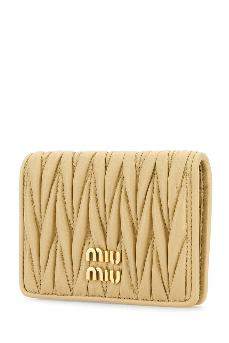 Miu Miu Matelassé Nappa Leather Card Case — Yellow Wallet
