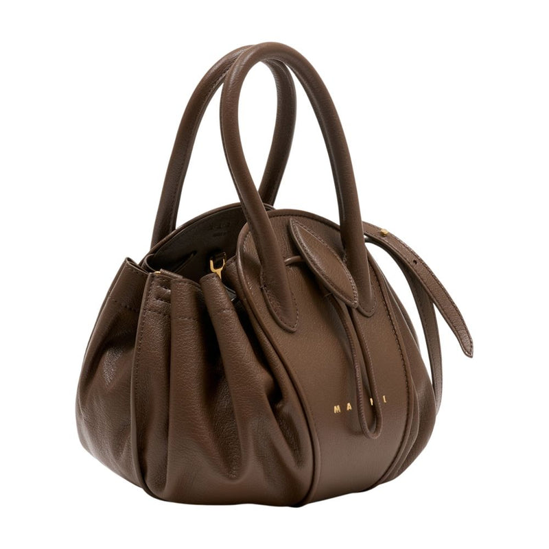 Marni Sculptural Calfskin Shoulder Bag — Brown