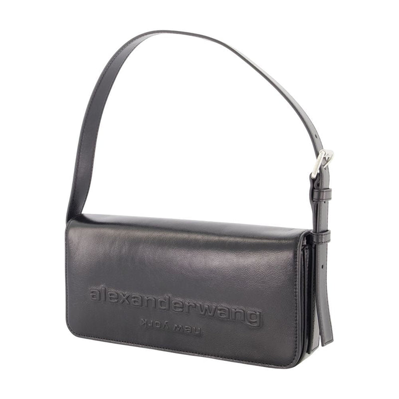 Alexander Wang Punch Flap Shoulder Bag — Black Cowhide