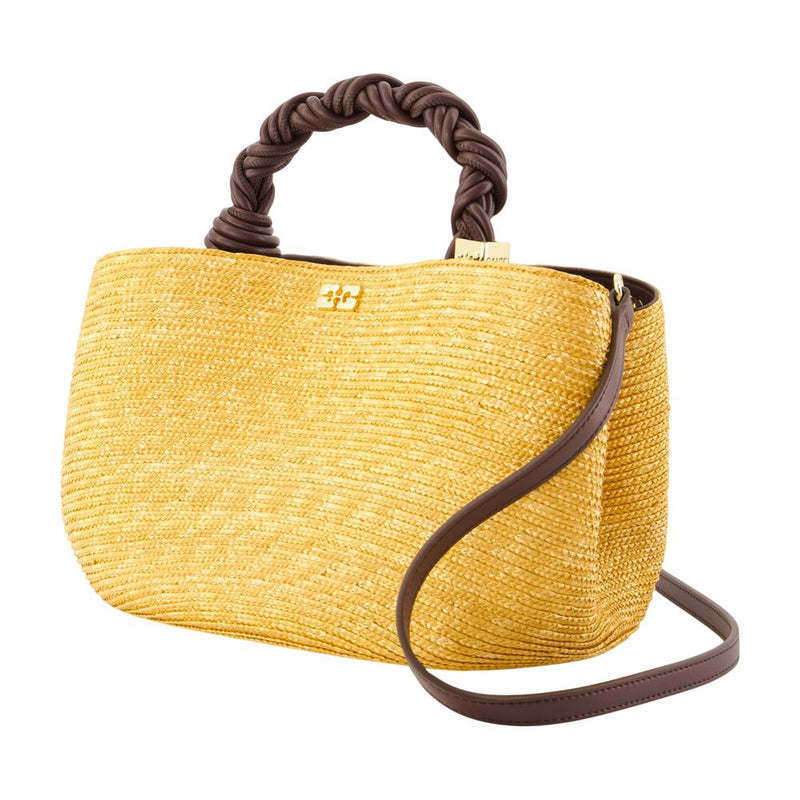 Ganni Bou Top Handle Bag — Yellow Synthetic