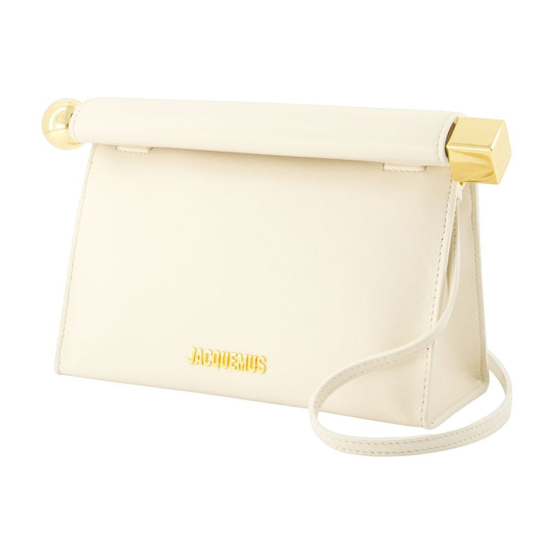 Jacquemus Le Sac Rond Carré Shoulder Bag — Beige Lambskin