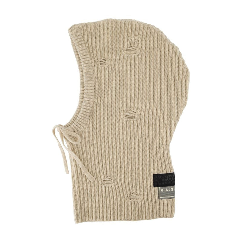 Mm6 Maison Margiela S52tb0008-M13138-806m Ribbed Wool Beanie — Beige Beanies