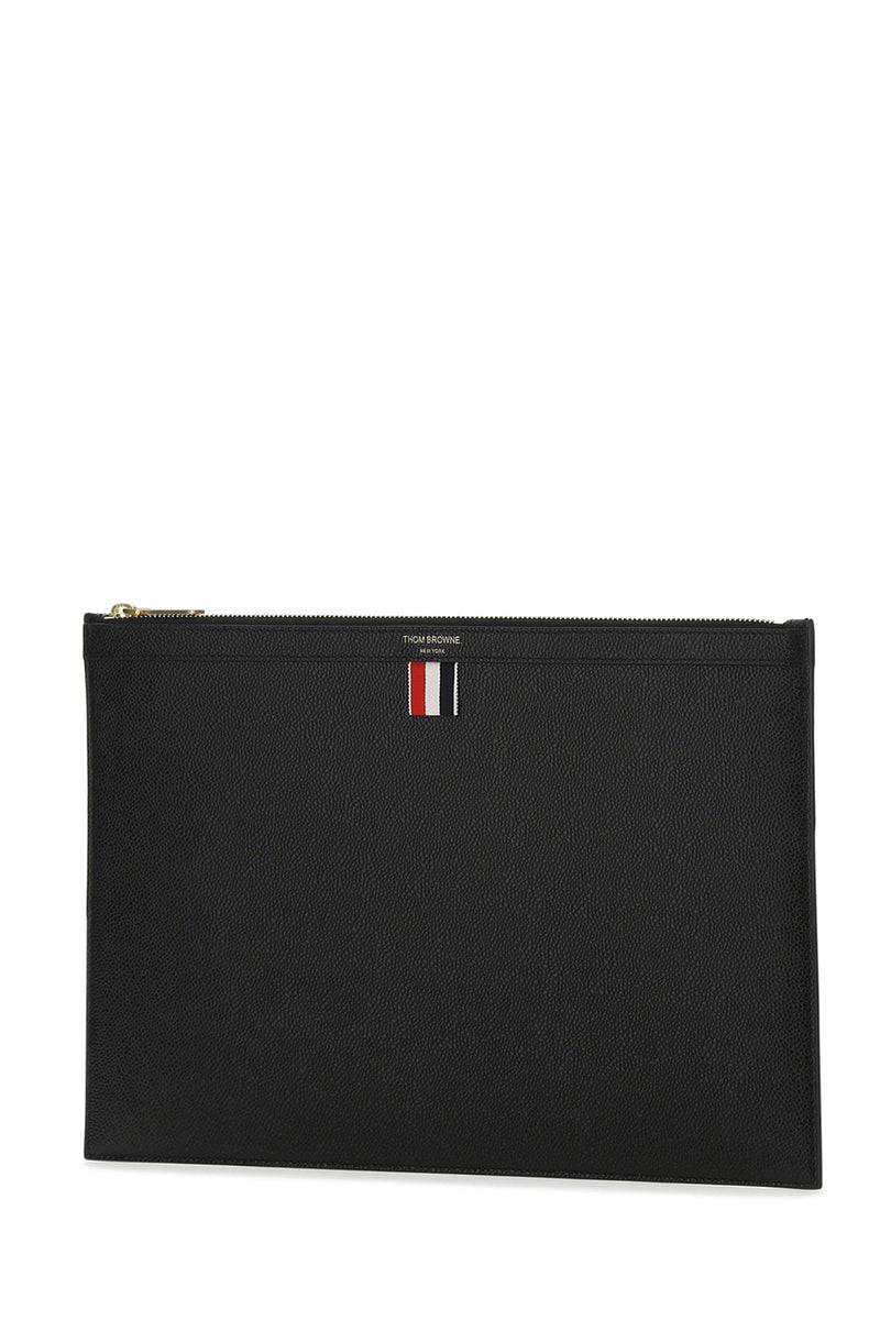 Thom Browne Calf Full Grain Leather Wallet — Black Self