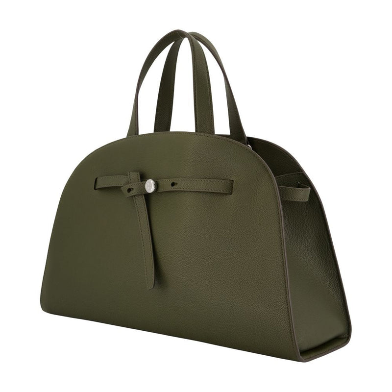 Tory Burch Romy Bauletto Top Handle Bag — Green Calfskin