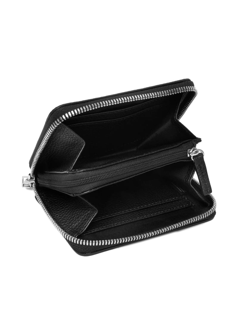 Hugo Boss Logo Zip Around Wallet — Black Polyurethane