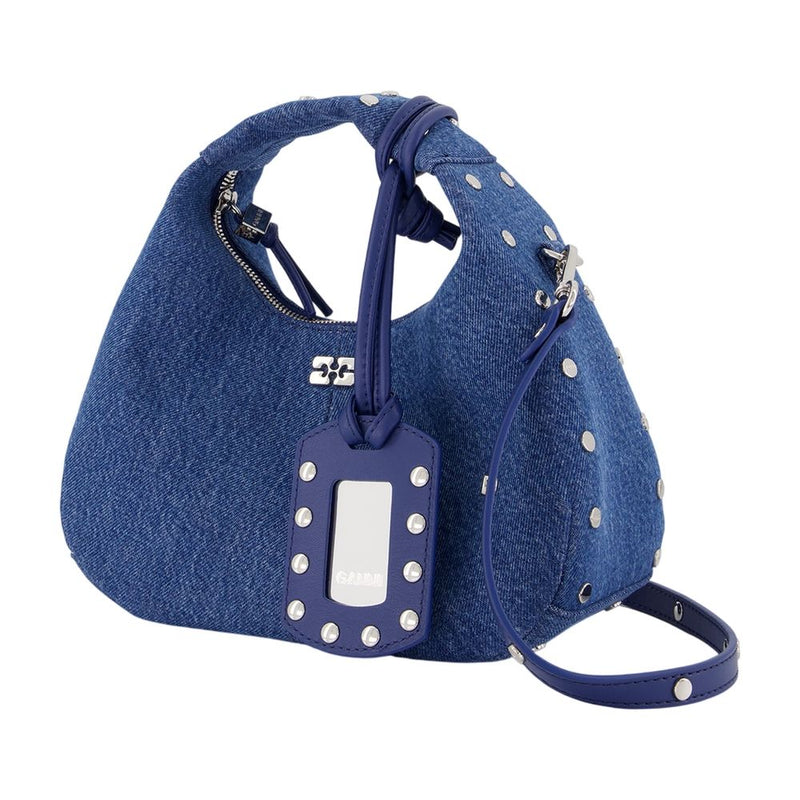 Ganni Studded Cotton Mini Bag — Blue