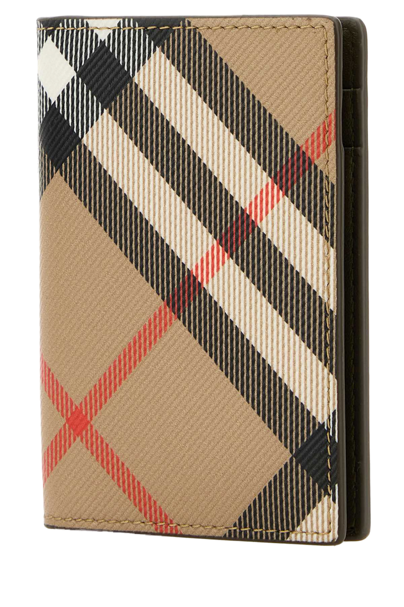 Burberry Bateman Card Case — Beige Polyurethane Polyester Cotton Wallet