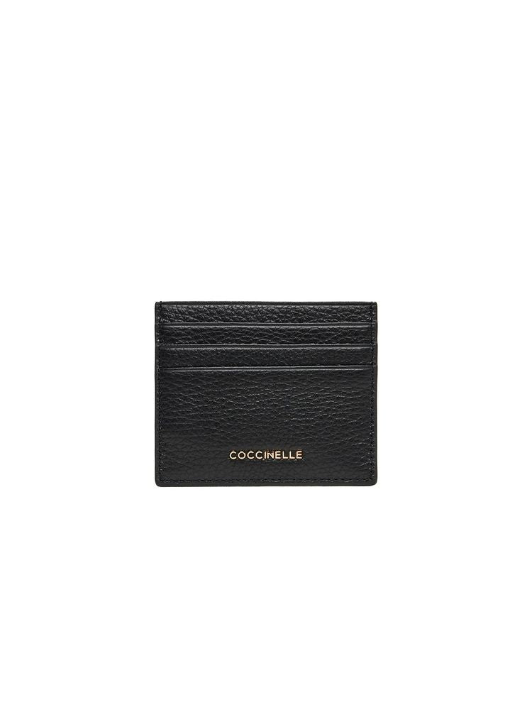 Coccinelle Grained Cowhide Card Case — Black Cases