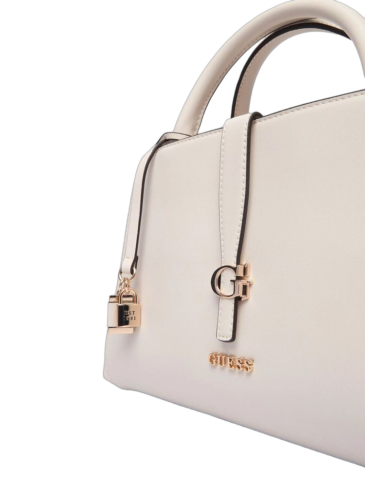 Guess Structured Polyurethane Top Handle Bag — Beige